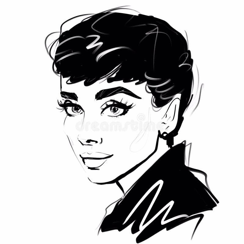 Kaliningrad, Russia 8 October 2020, Audrey Hepburn famous actor Caricature Illustration, retro style. Kaliningrad, Russia 8 October 2020, Audrey Hepburn famous actor Caricature Illustration, retro style.