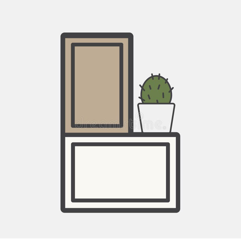 Ilustração da gaveta do original e do potenciômetro da planta ilustração do vetor