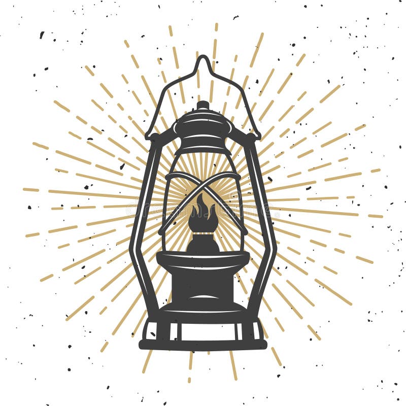 Ilustração da lâmpada de querosene do vintage Projeto ilustração royalty free