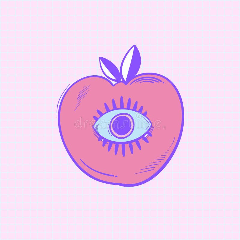 Ilustração da maçã com um olho