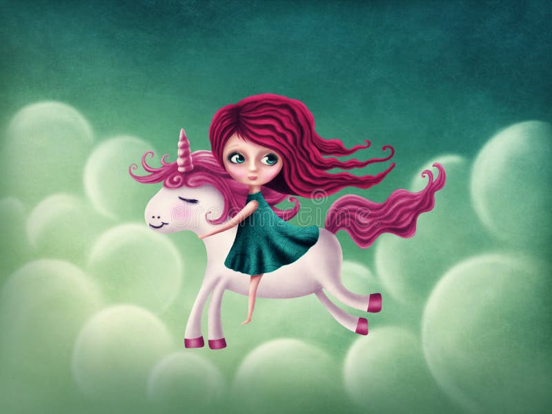 Menina e unicórnio ilustração stock Ilustração de unicórnio