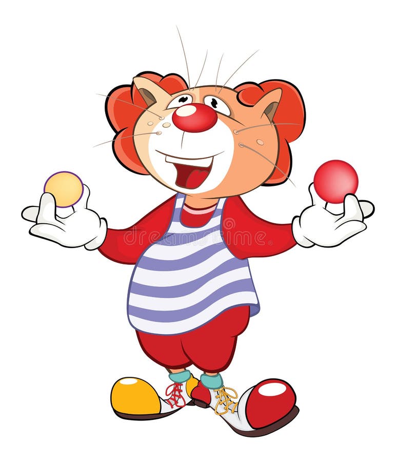 Ilustração de Cat Clown Juggler bonito Personagem de banda desenhada ilustração royalty free Ilustração de Cat Clown Juggler bonito Personagem de banda desenhada ilustração royalty free