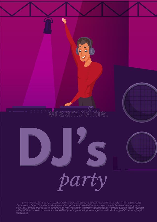 Ilustração de cor lisa do desempenho do clube noturno do DJ ilustração do vetor Ilustração de cor lisa do desempenho do clube noturno do DJ ilustração do vetor