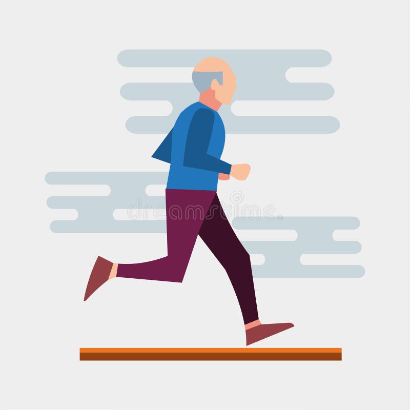 Ilustração de corrida do vetor do ancião no estilo liso ilustração royalty free Ilustração de corrida do vetor do ancião no estilo liso ilustração royalty free