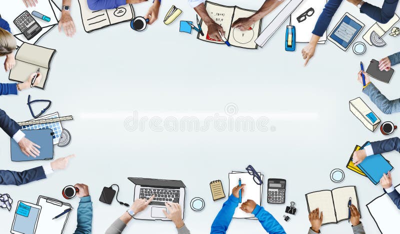 Ilustração de Pessoas de Negócios Ocupadas em Reunião ilustração royalty free