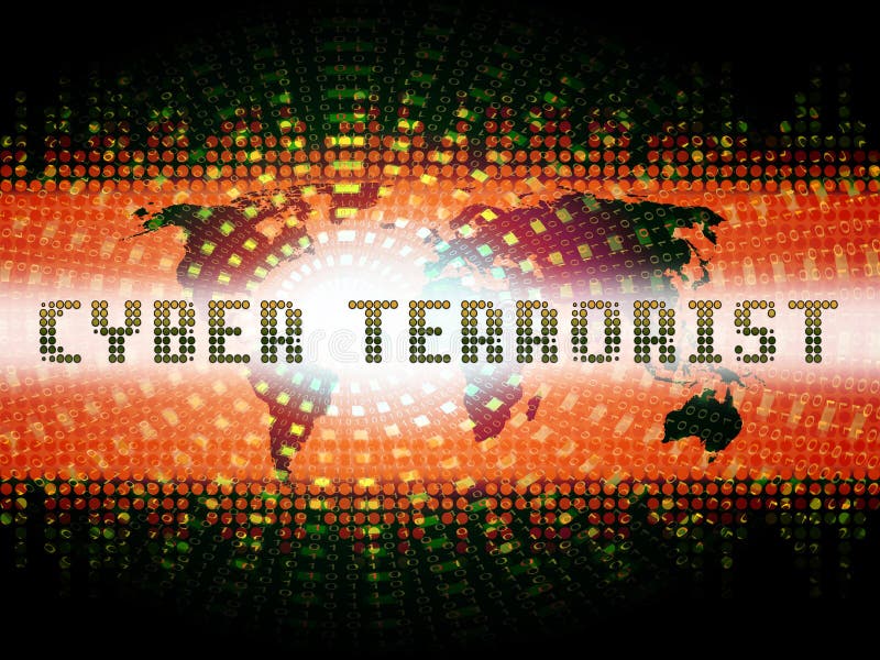 Ilustração de Extremism Hacking Alert do terrorista do Cyber 2d