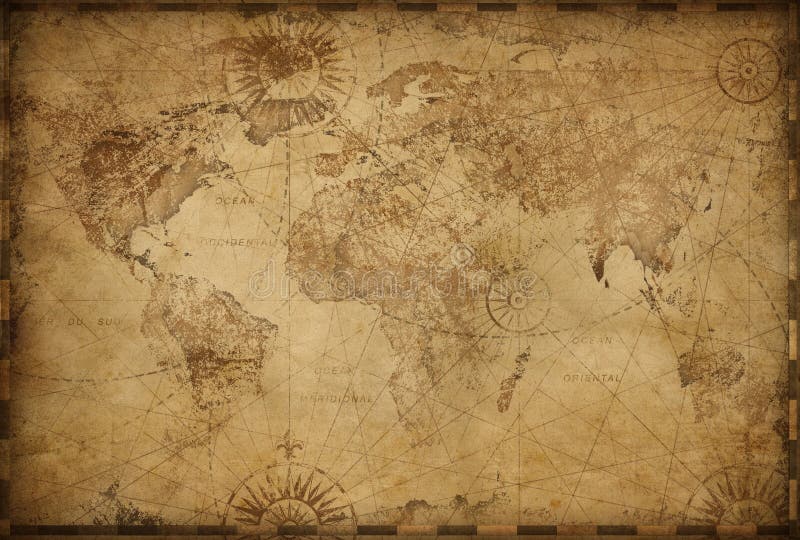 Ilustração de mapa mundial antigo da Vintage
