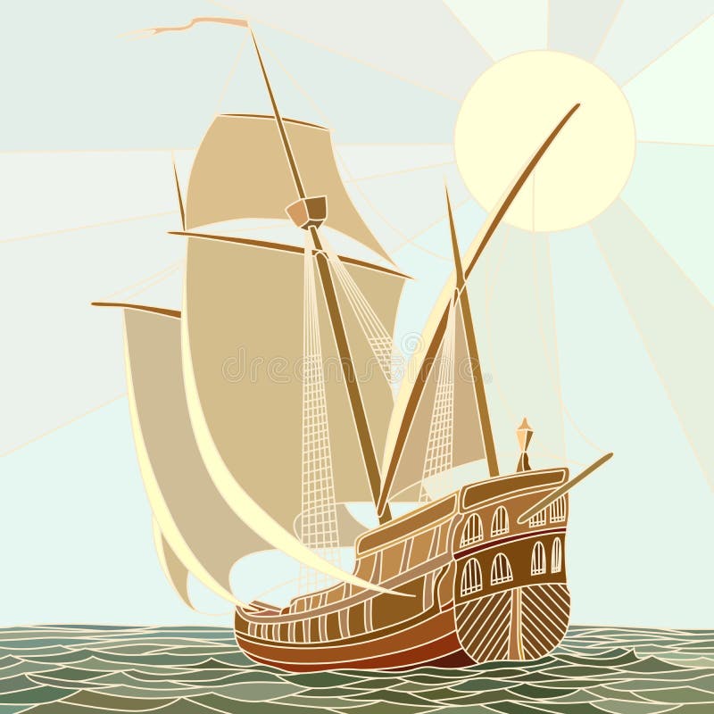 Ilustração de navios à vela do século XVII ilustração do vetor