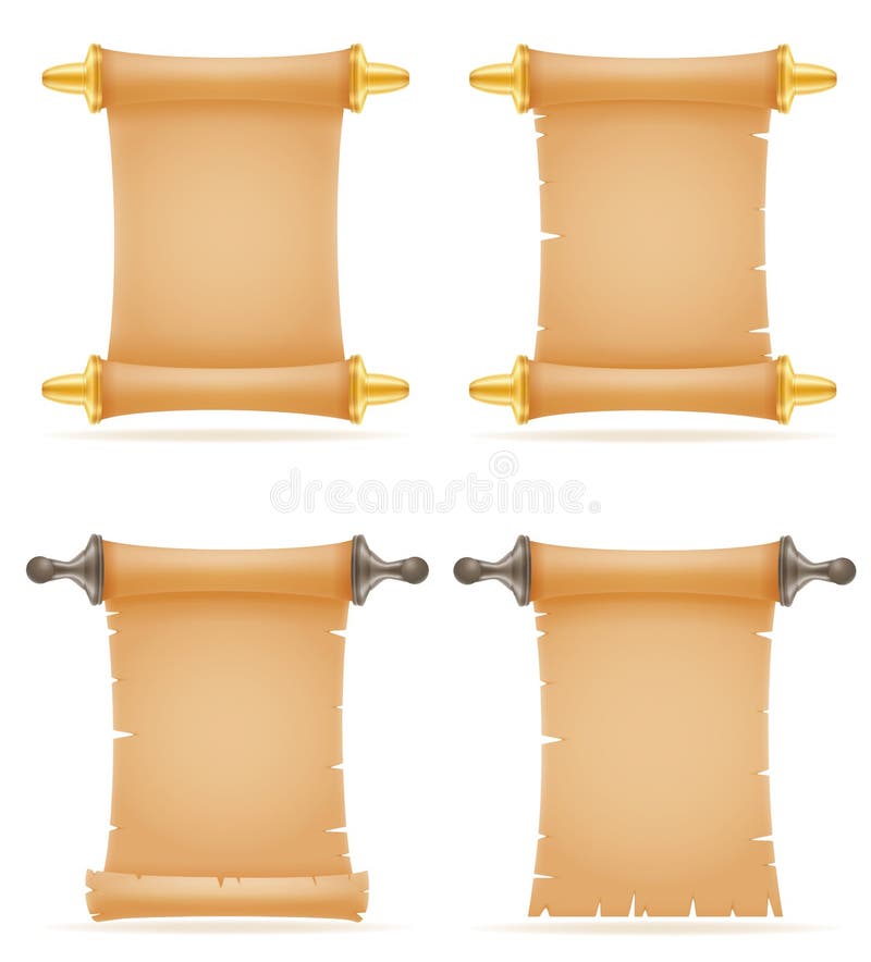 Old paper scroll vector illustration isolated on white background. Old paper scroll vector illustration isolated on white background