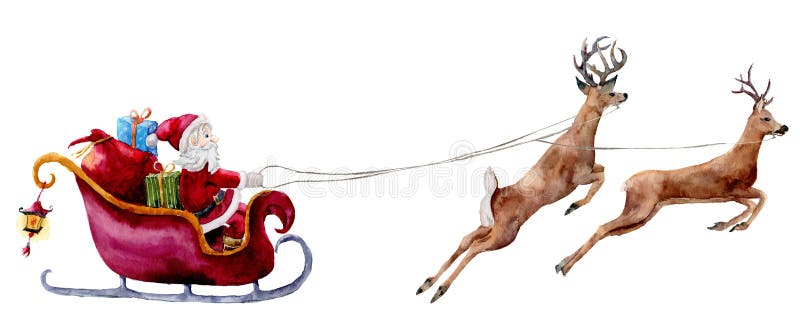 Ilustração de Santa Claus da aquarela Santa pintado à mão com GIF ilustração stock Ilustração de Santa Claus da aquarela Santa pintado à mão com GIF ilustração stock