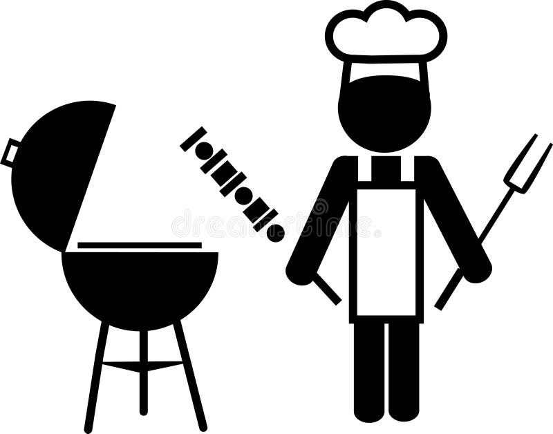 Ilustração de um cozinheiro chefe que faz BBQ -2