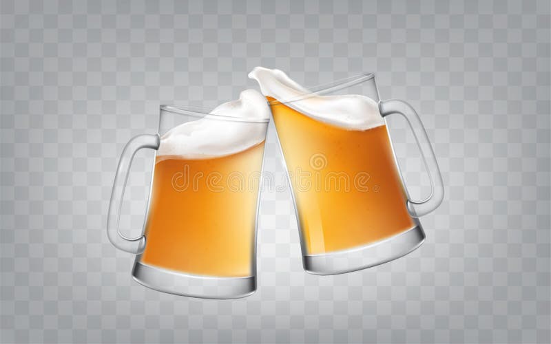ilustração de um estilo realístico dois vidros que brindam canecas com cerveja, vidros de cerveja dos elogios ilustração royalty free ilustração de um estilo realístico dois vidros que brindam canecas com cerveja, vidros de cerveja dos elogios ilustração royalty free