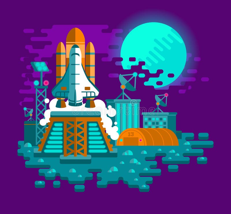 A ilustração de um foguete liso do estilo decola ilustração royalty free A ilustração de um foguete liso do estilo decola ilustração royalty free