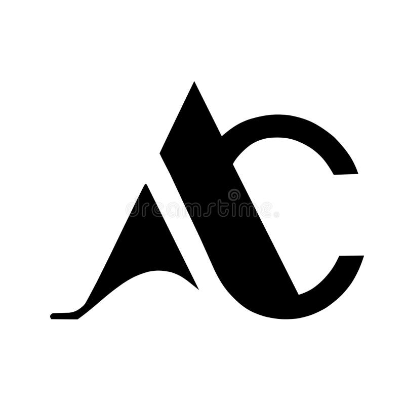 Ilustração de um logótipo monograma preto com as letras estilizadas 'a' e 'c' combinadas ilustração do vetor