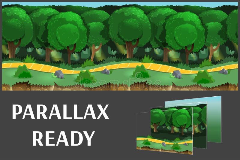 Ilustração de uma paisagem da natureza, com floresta e grama verdes, fundo infinito do vetor com camadas separadas ilustração do vetor Ilustração de uma paisagem da natureza, com floresta e grama verdes, fundo infinito do vetor com camadas separadas ilustração do vetor