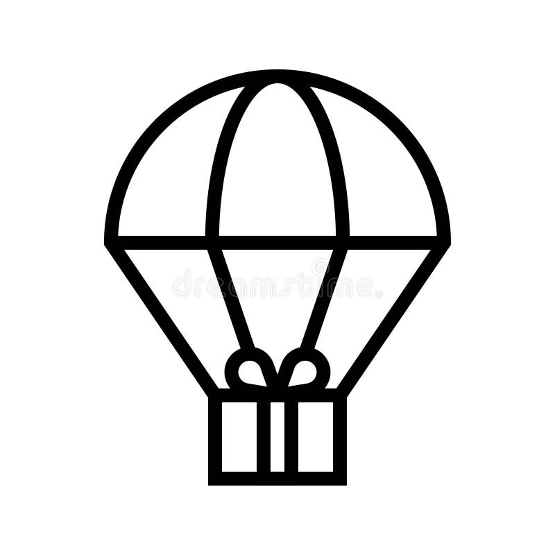 Ilustração de vetor de caixa de presente de paraquedas, ícone de estilo de linha ilustração stock