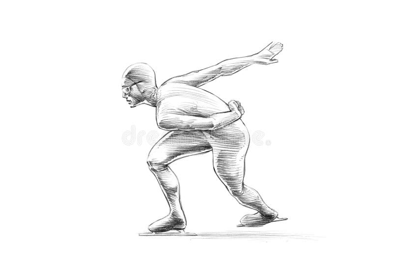 Ilustração desenhado à mão do lápis do esboço de uma velocidade curto Ska da trilha ilustração royalty free Ilustração desenhado à mão do lápis do esboço de uma velocidade curto Ska da trilha ilustração royalty free