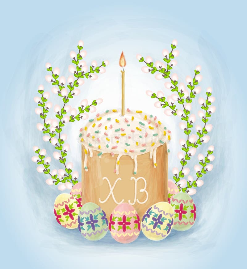 Ilustração desenhada à mão para a Páscoa Russa ilustração royalty free