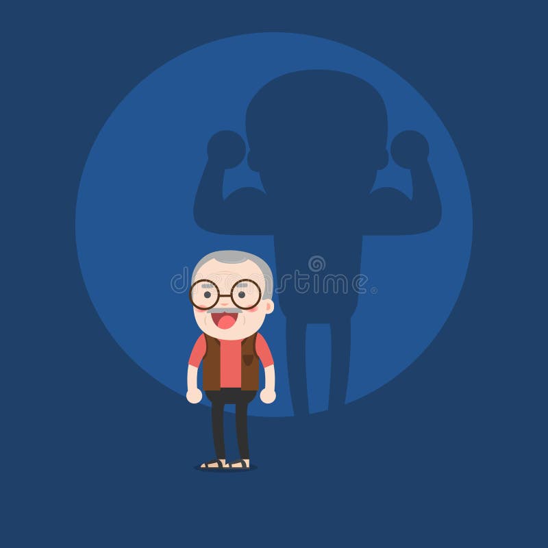 Ilustração do ancião e da sombra forte na parede ilustração do vetor Ilustração do ancião e da sombra forte na parede ilustração do vetor
