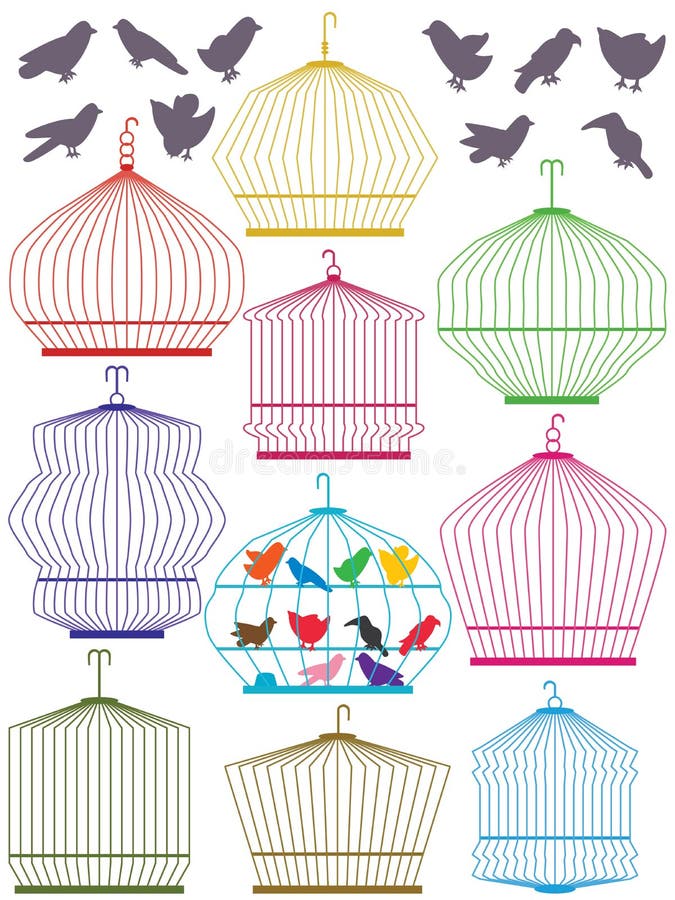 Grupo colorido do Birdcage ilustração do vetor Grupo colorido do Birdcage ilustração do vetor