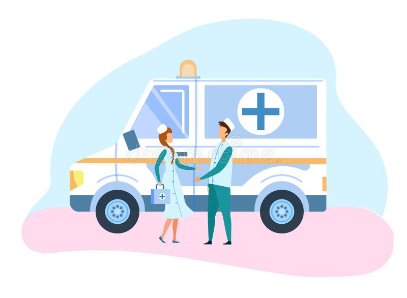 Ilustração do carro e do pessoal da ambulância da medicina ilustração do vetor Ilustração do carro e do pessoal da ambulância da medicina ilustração do vetor