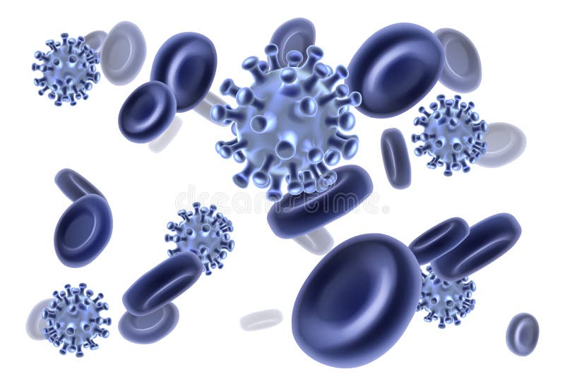 Ilustração do conceito de moléculas de células sanguíneas de vírus