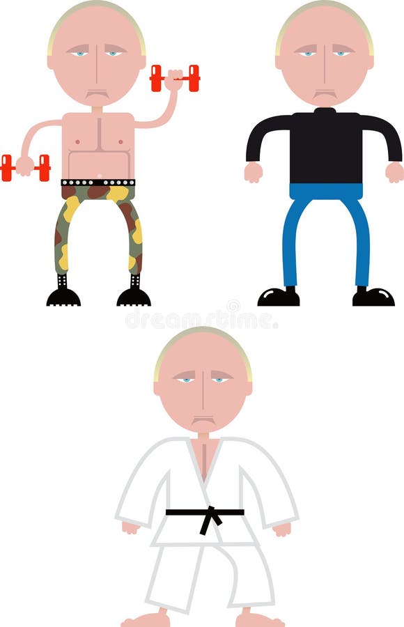 Ilustração do estilo dos desenhos animados do presidente Vladimir Putin do russo