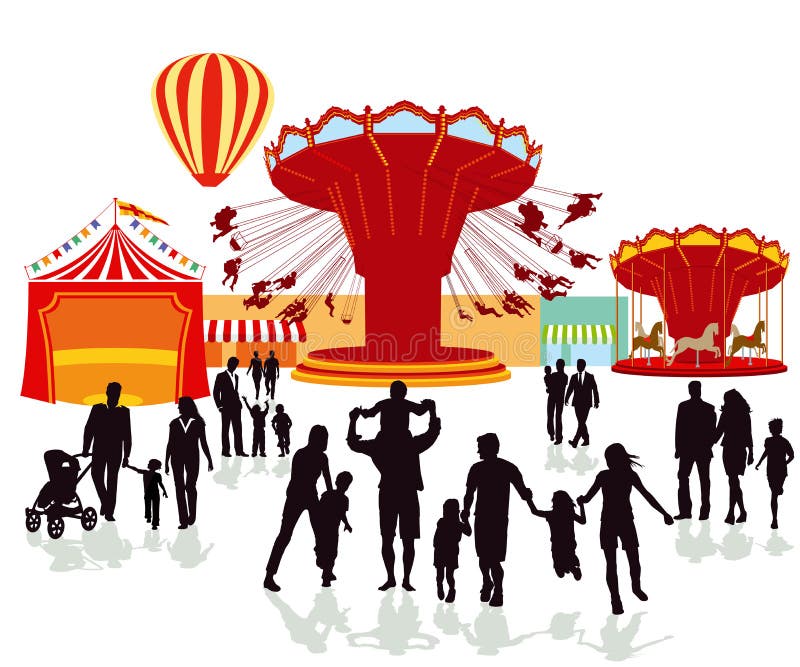 An illustration of people on a fairground folk festival. An illustration of people on a fairground folk festival.