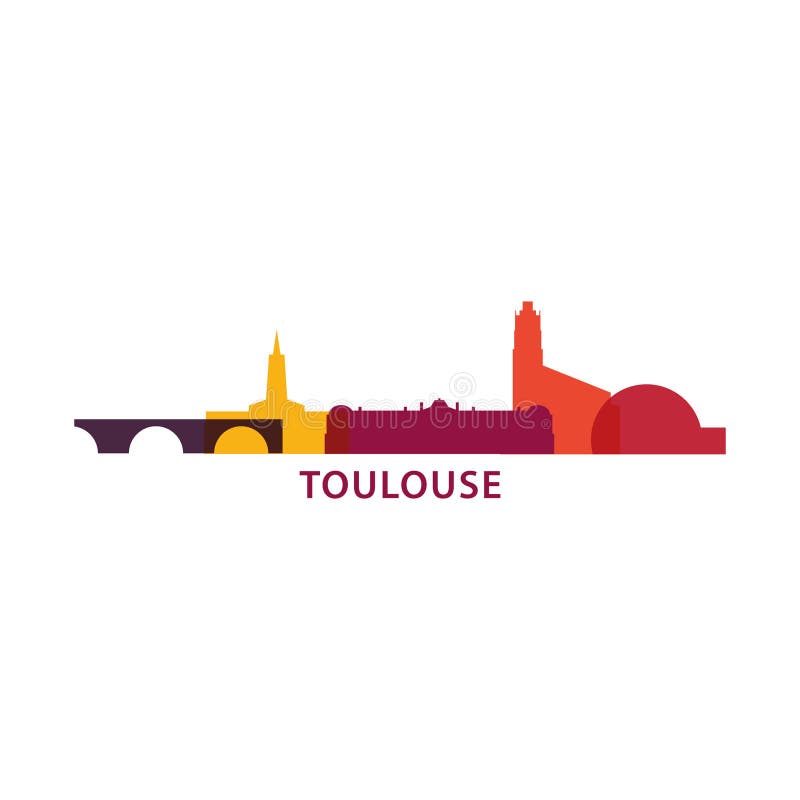 Ilustração do logotipo do vetor da silhueta da skyline da cidade de Toulouse
