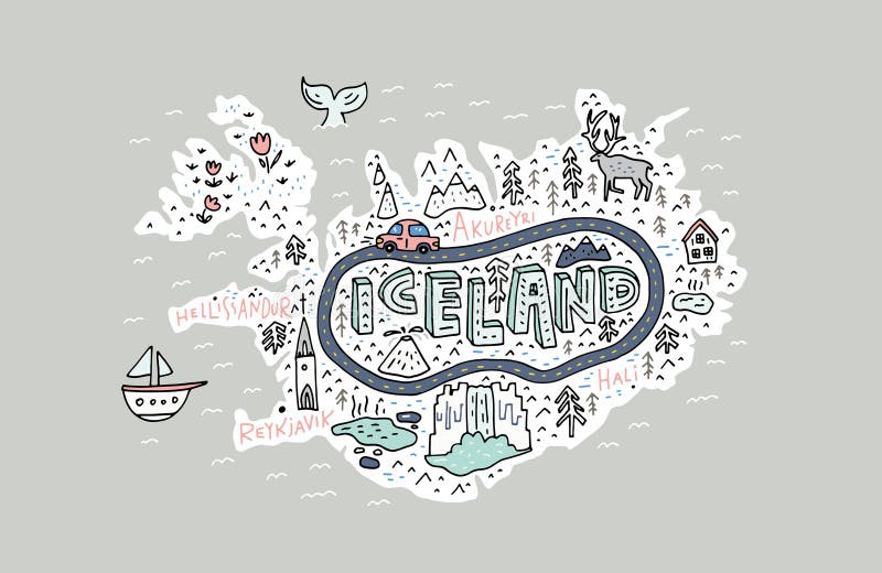 Ilustração do mapa de Islândia ilustração royalty free