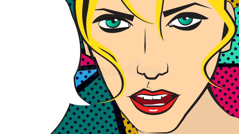 Ilustração do pop art do vetor de uma menina justa do cabelo e de uma bolha faladora ilustração do vetor Ilustração do pop art do vetor de uma menina justa do cabelo e de uma bolha faladora ilustração do vetor