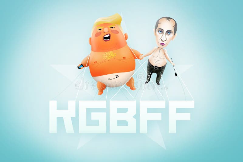 Ilustração do trunfo do bebê e do dirigível de Putin
