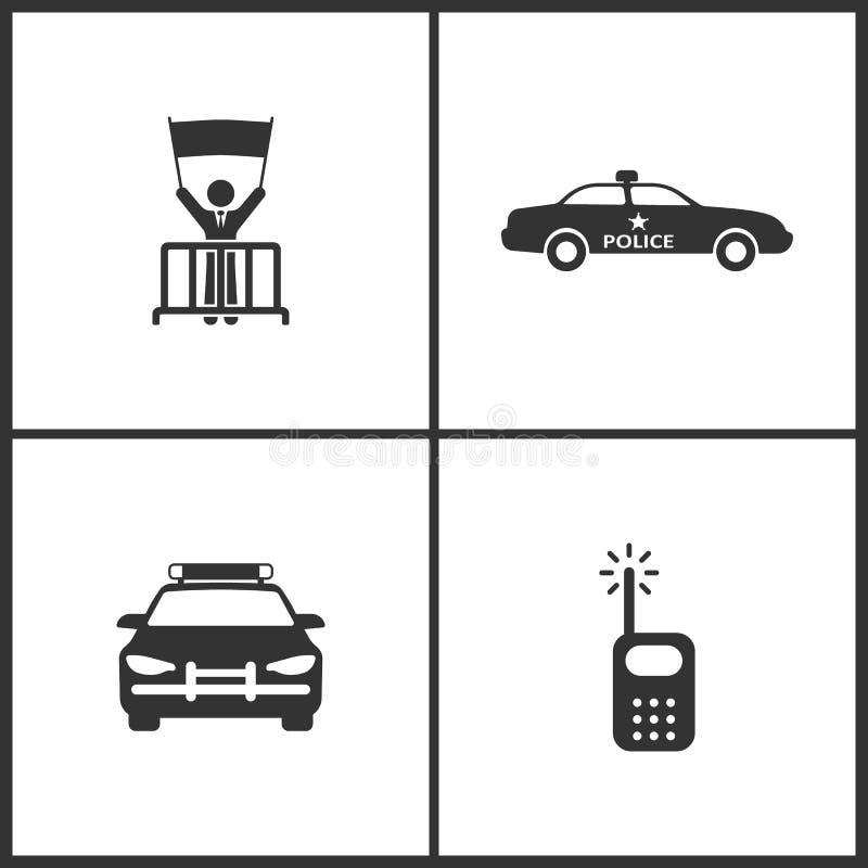 A ilustração do vetor ajustou ícones médicos Elementos do protesto, do carro de polícia e do ícone de rádio ilustração royalty free A ilustração do vetor ajustou ícones médicos Elementos do protesto, do carro de polícia e do ícone de rádio ilustração royalty free