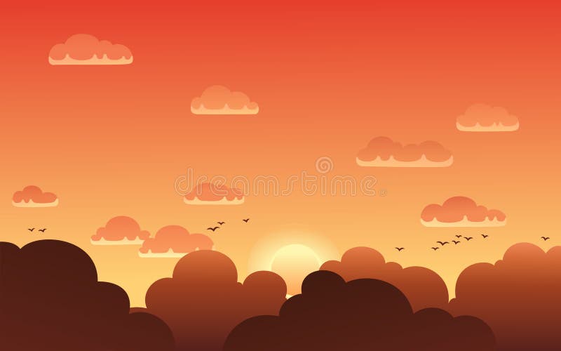 Ilustração do vetor do céu bonito do por do sol ilustração stock