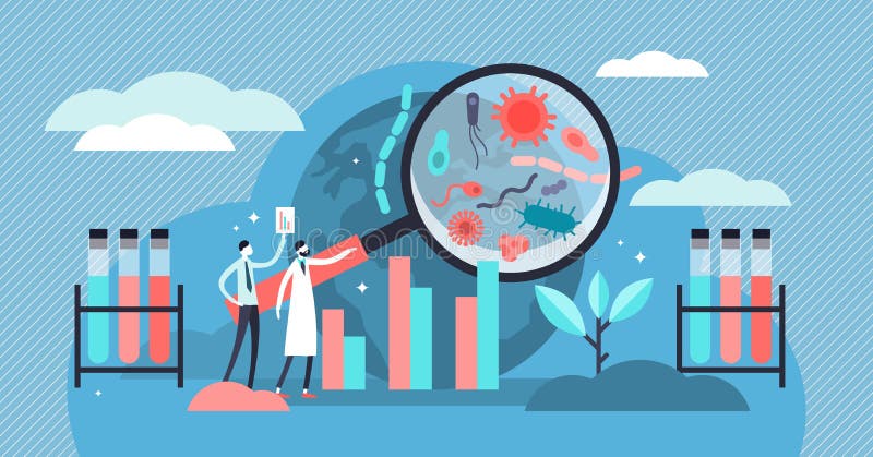 Ilustração do vetor da epidemiologia Pesquisa pandêmica da manifestação das bactérias minúsculas ilustração do vetor Ilustração do vetor da epidemiologia Pesquisa pandêmica da manifestação das bactérias minúsculas ilustração do vetor