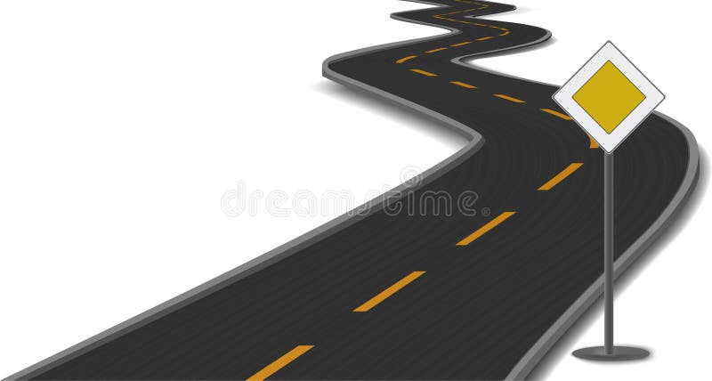 Ilustração do vetor da estrada com sinal da principal-estrada