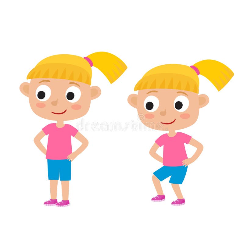 Ilustração do vetor da menina loura na pose do exercício isolada sobre ilustração do vetor Ilustração do vetor da menina loura na pose do exercício isolada sobre ilustração do vetor