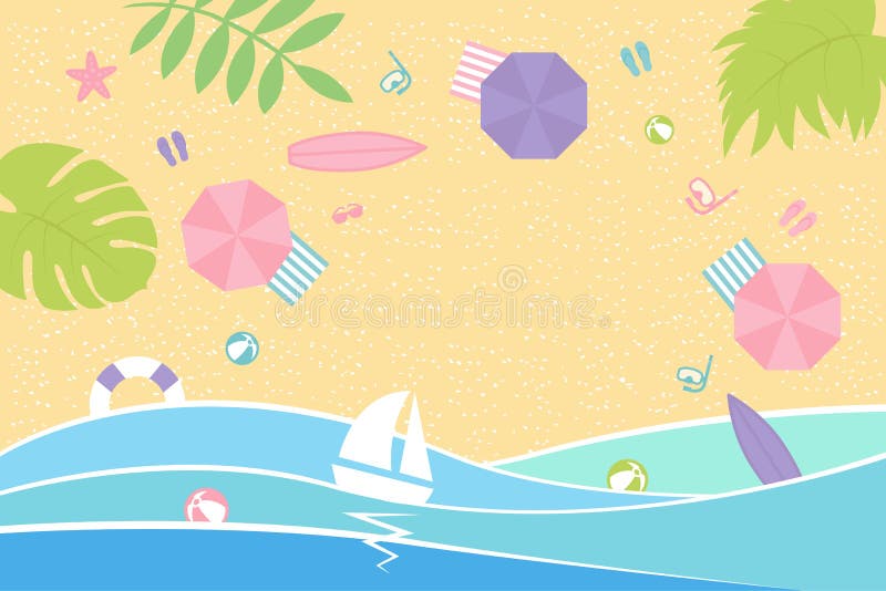 Ilustração do vetor da praia da opinião superior do fundo do verão ilustração royalty free Ilustração do vetor da praia da opinião superior do fundo do verão ilustração royalty free