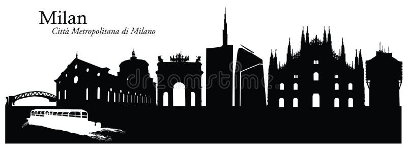 Ilustração do vetor da skyline da arquitetura da cidade de Milão ilustração royalty free Ilustração do vetor da skyline da arquitetura da cidade de Milão ilustração royalty free