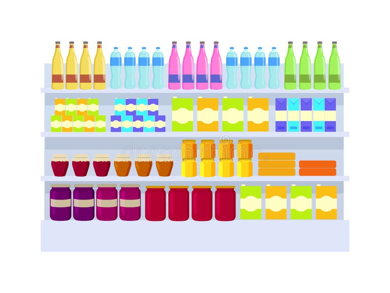 Ilustração do vetor da variedade dos produtos do supermercado ilustração do vetor Ilustração do vetor da variedade dos produtos do supermercado ilustração do vetor