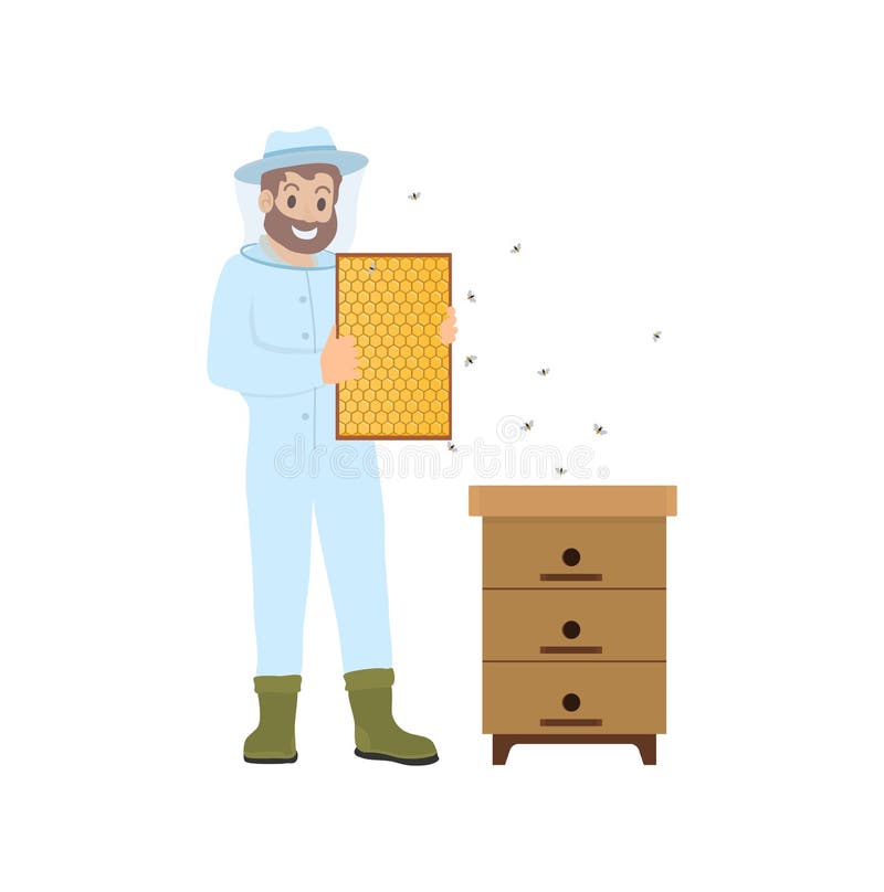 Ilustração do vetor de Farming Person Bees do apicultor ilustração royalty free Ilustração do vetor de Farming Person Bees do apicultor ilustração royalty free