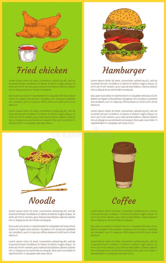 Ilustração do vetor de Fried Chicken e do Hamburger ilustração stock Ilustração do vetor de Fried Chicken e do Hamburger ilustração stock