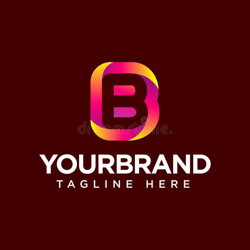 Ilustração do vetor de gradiente da forma de logotipo inicial da letra b ilustração stock