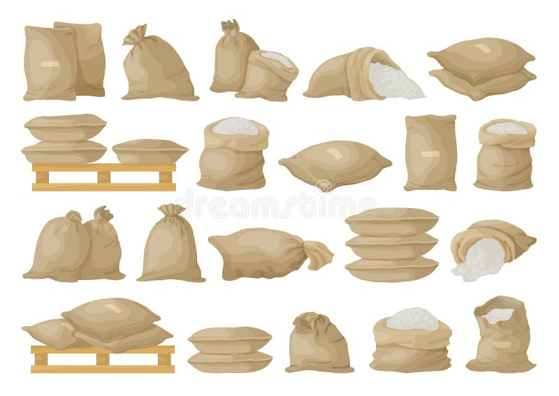 Ilustração do vetor de sacos de fazendeiros em fundo branco. ícone do conjunto de desenhos isolado ícone grão sack vetor desenho í