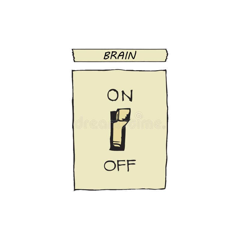 Ilustração do vetor de um interruptor que desligue sobre e os cérebros