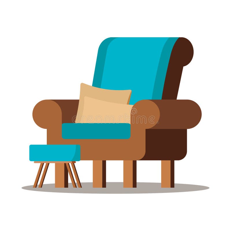 Ilustração do vetor de uma cadeira marrom acolhedor com um tamborete acolchoado com pés de madeira ilustração do vetor Ilustração do vetor de uma cadeira marrom acolhedor com um tamborete acolchoado com pés de madeira ilustração do vetor