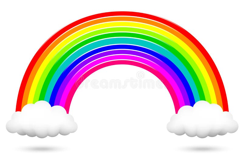 Arco-íris colorido e nuvens ilustração do vetor