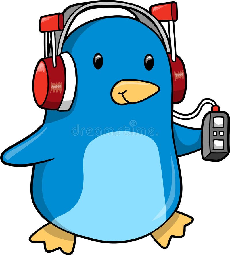 Ilustração do vetor do pinguim da música ilustração royalty free Ilustração do vetor do pinguim da música ilustração royalty free