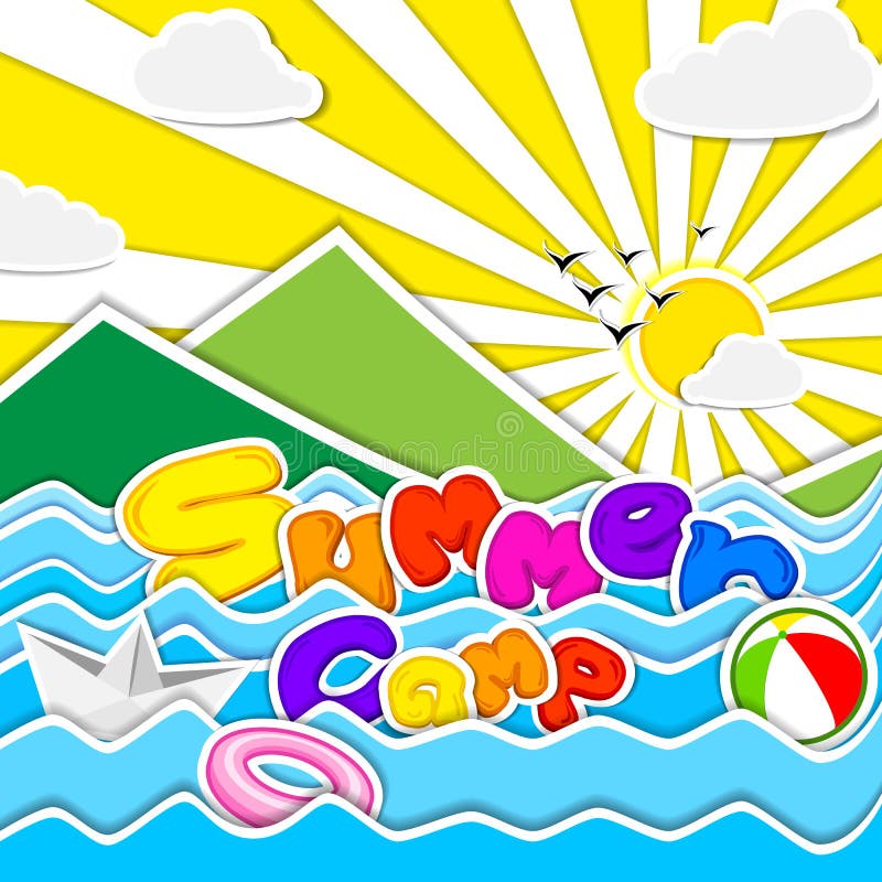 Cartaz do acampamento de Verão ilustração stock Cartaz do acampamento de Verão ilustração stock