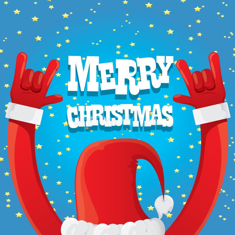Ilustração do vetor do rolo da rocha n da mão de Santa Claus ilustração stock Ilustração do vetor do rolo da rocha n da mão de Santa Claus ilustração stock